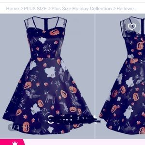 Pumpkin ghost print vintage retro style dress